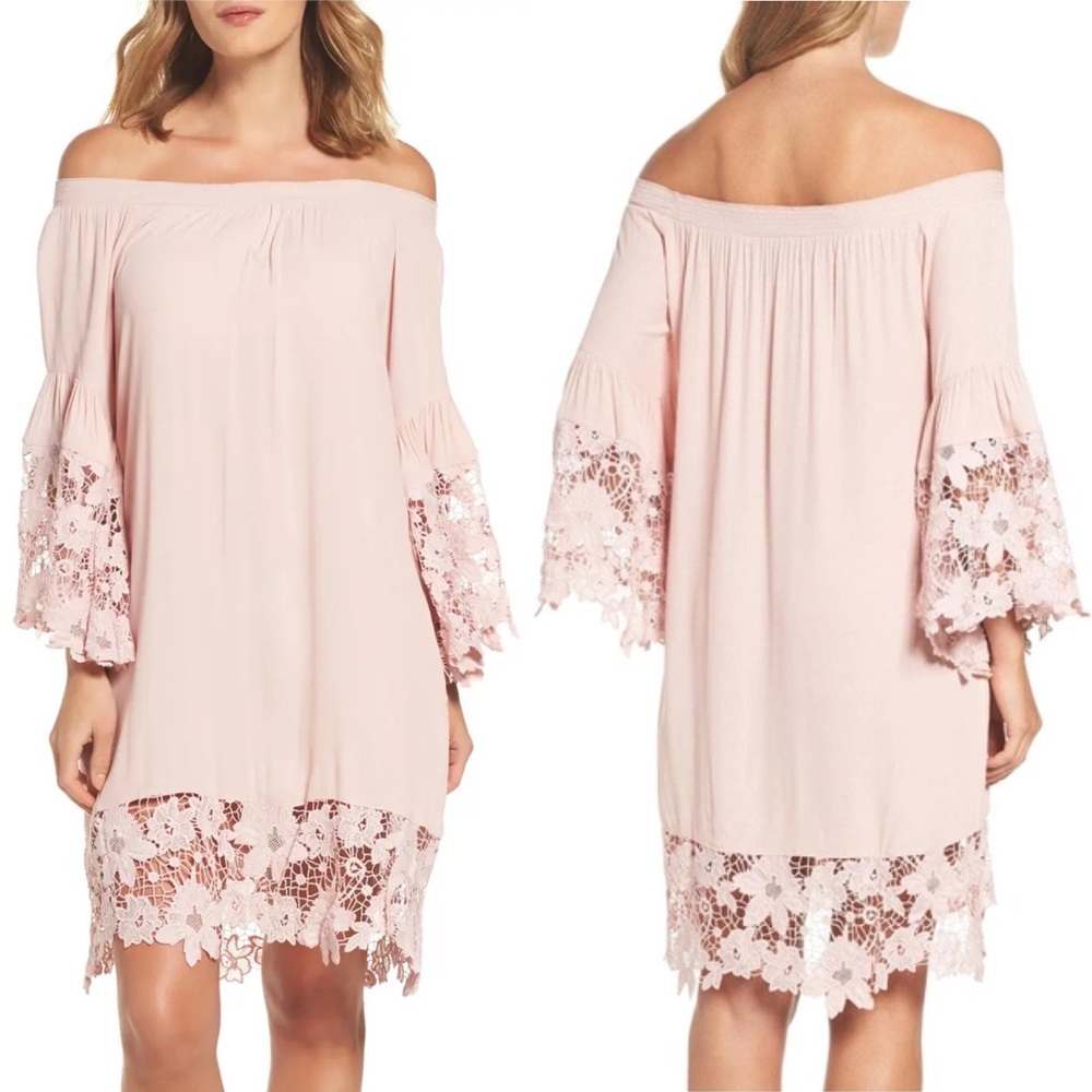 Muche Et Muchette Jolie Lace Accent Cover-up Dress In Blush